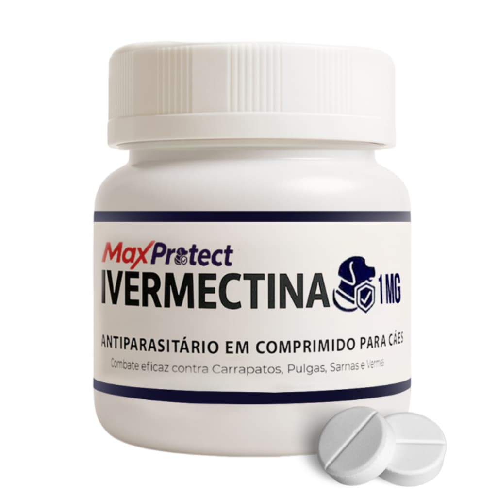 Ivermectina 1mg Para Cães e Gatos de 1kg a 5kg Combate Pulgas Carrapatos Sarnas Vermes 20 Comprimido