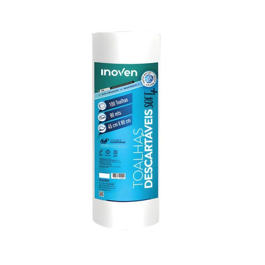 Toalha Descartável Para Pets Multiutilidades Soft Plus Inoven Tamanho 45x80cm Rolo com 100 Toalhas