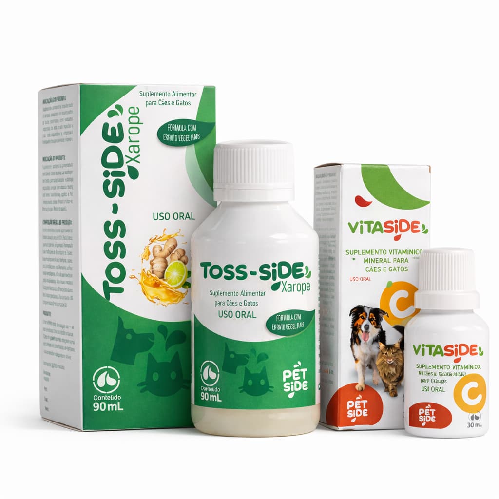 Kit Suplemento Imunidade Para Cães e Gatos Imune Tosse Xarope + Vitamina C