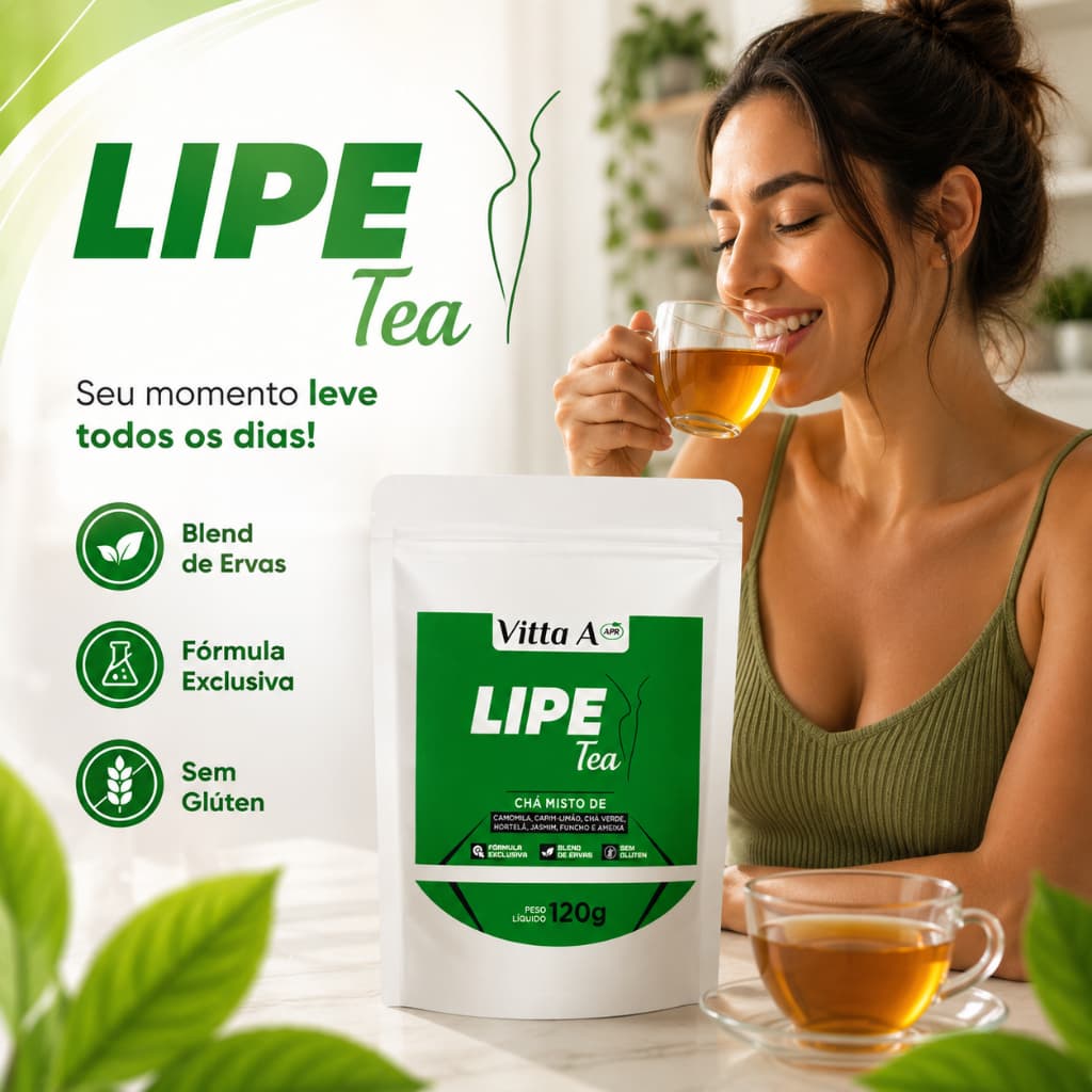 Chá Lipe Tea para Redução da Retenção de líquidos e do inchaço 120g c/ Camomila Chá Verde Hortelã e Hibisco