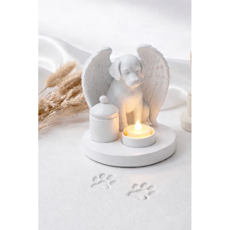 Urna Pet Memorial Cachorro Acompanha VELA LED Porta Cinzas Cremação Memorial Decorativa