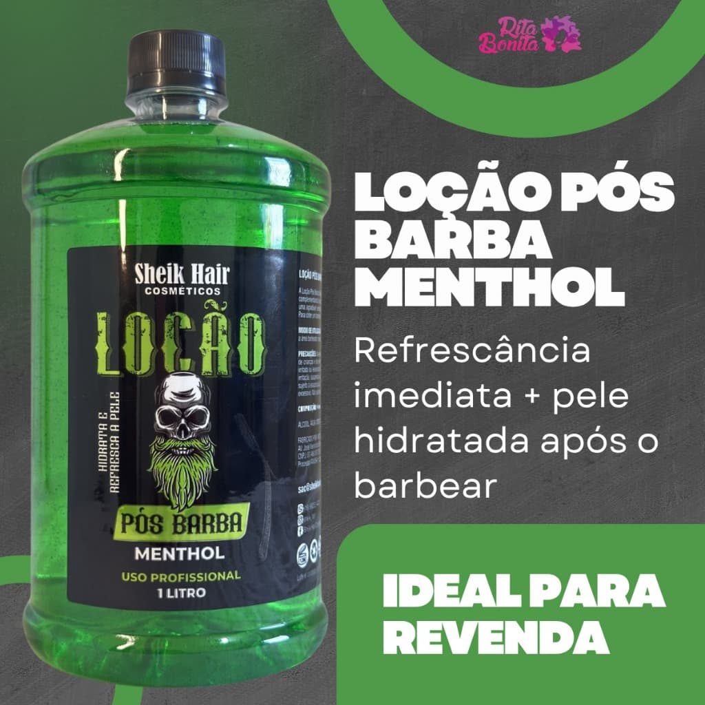 Loção Pós Barba Profissional Hidratante Masculino 1L Menthol