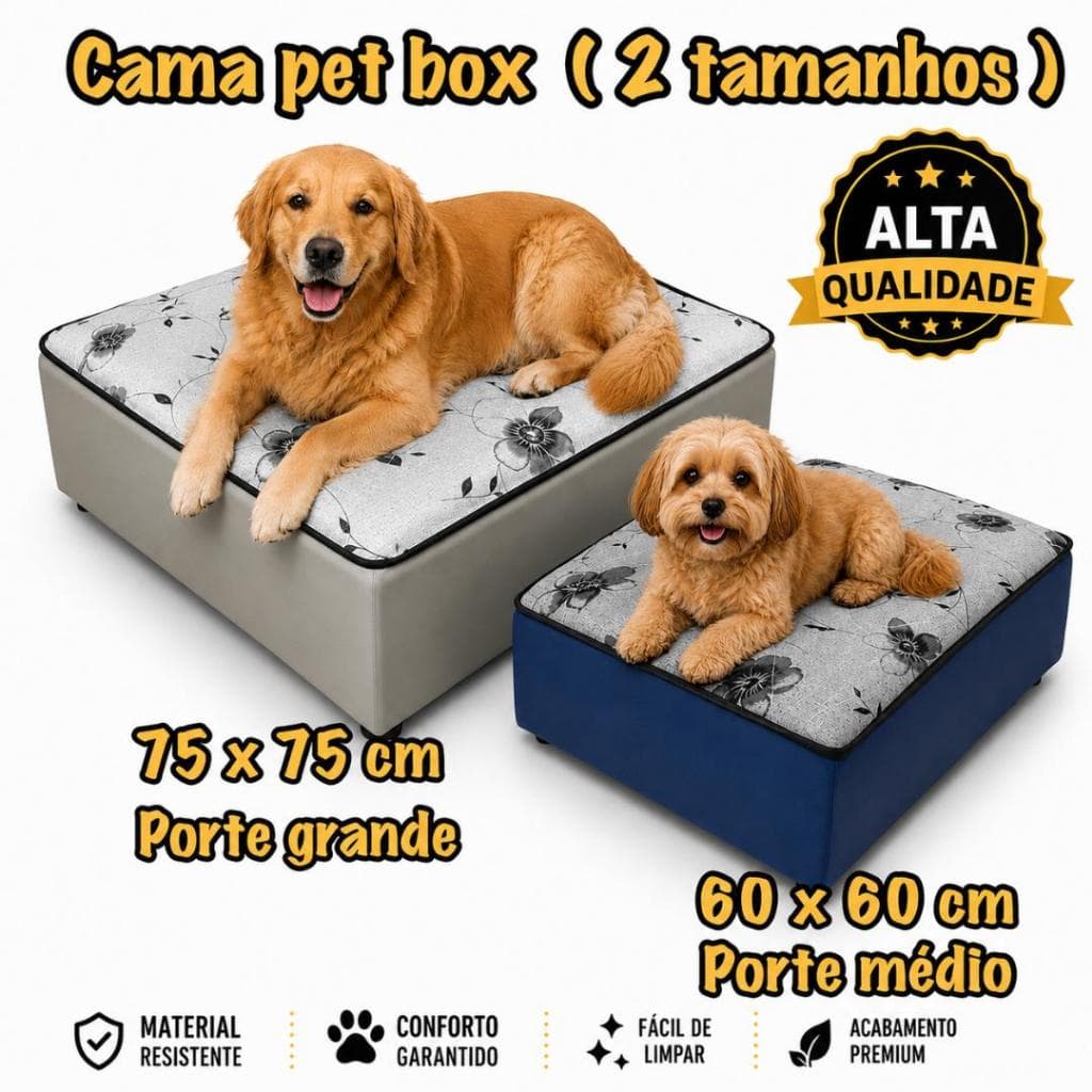 Cama Pet Confortável Para Cachorro e Gato | Alta qualidade e Resistência em Madeira com Corino 60x60