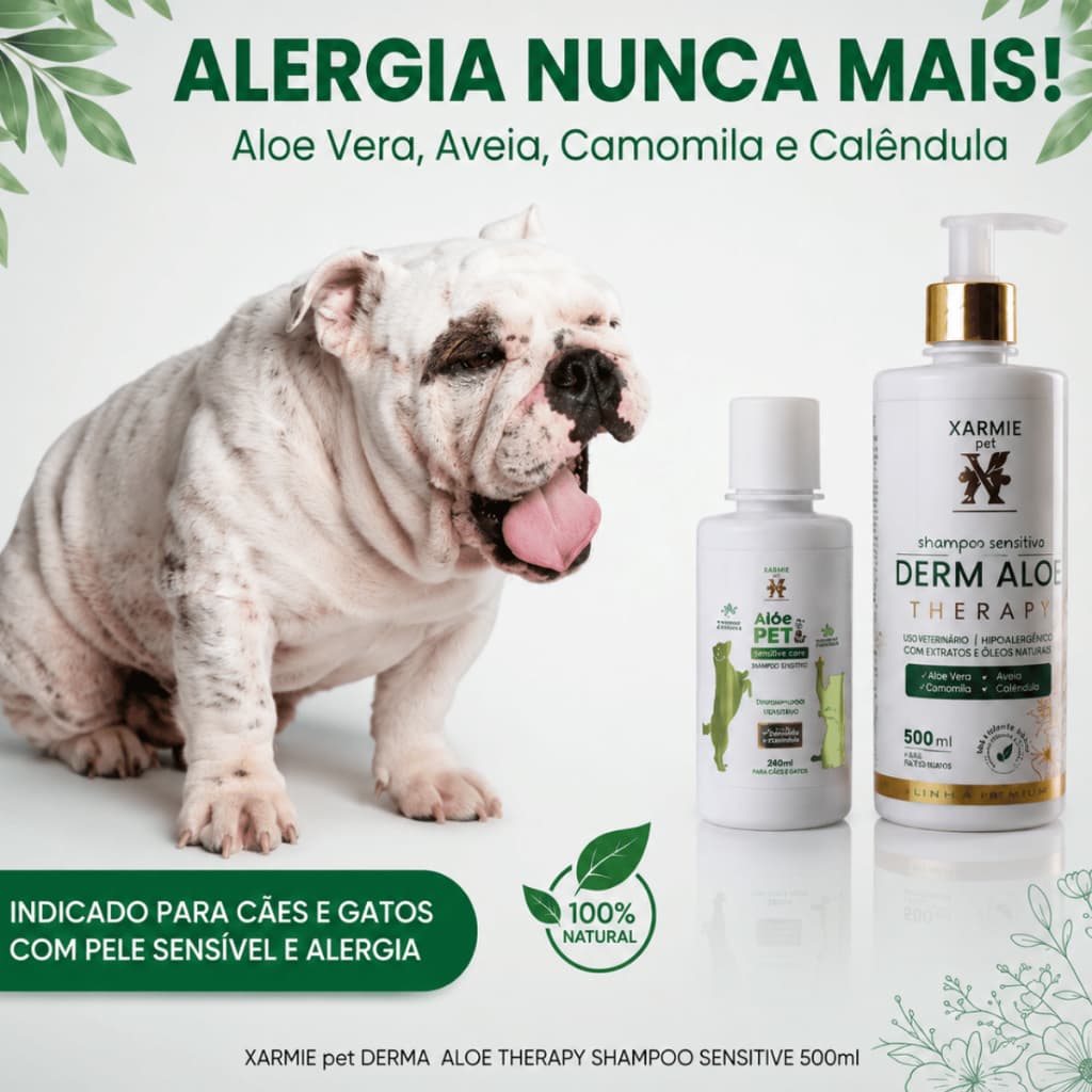Kit Alergia Pet | Aloe Pet + Derm Aloe para Coceira, Dermatite e Irritações da Pele
