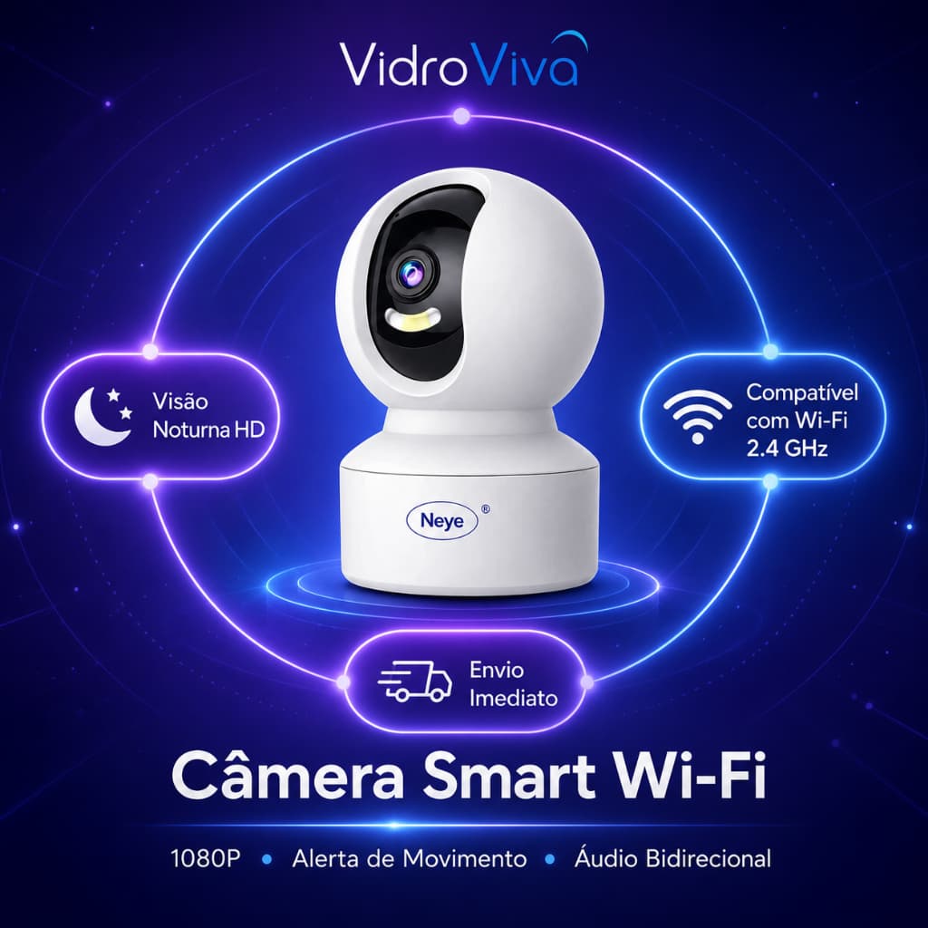 Câmera Smart Wi-Fi Full HD 1080P com App Visão Noturna Detecção de Movimento e Segurança