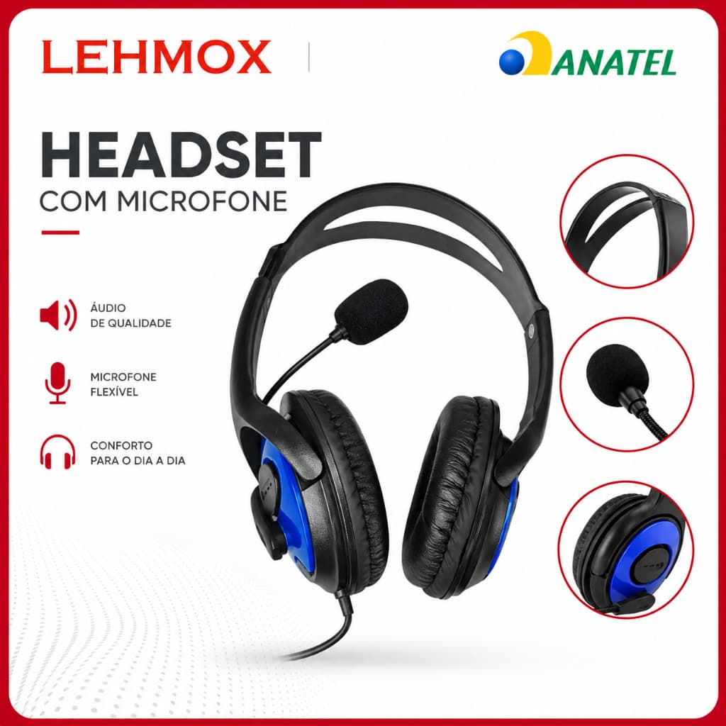 Fone de Ouvido Com Fio Lehmox Original Headphone Gamer Para Pc Ps4 Xbox One