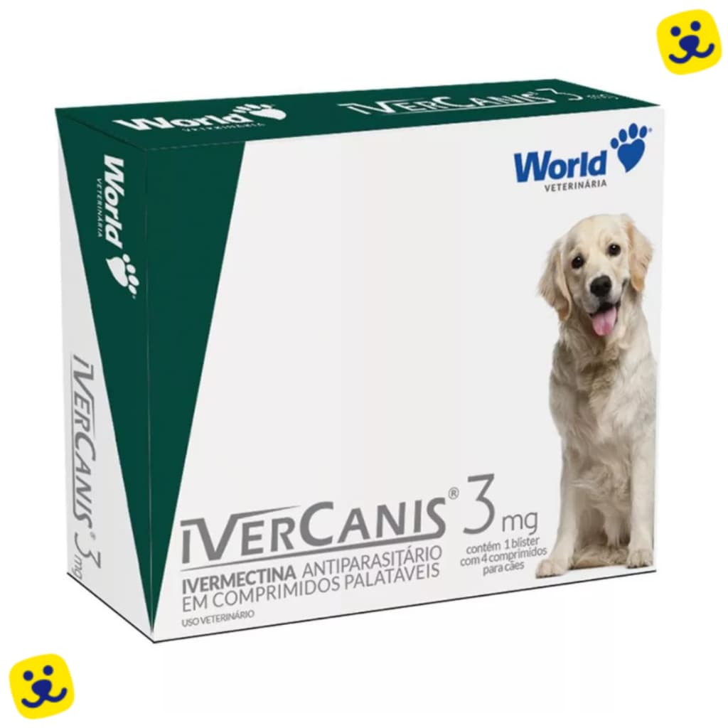 IverCanis Vermífugo Eficaz Proteção Completa Cães 3mg 4 comp