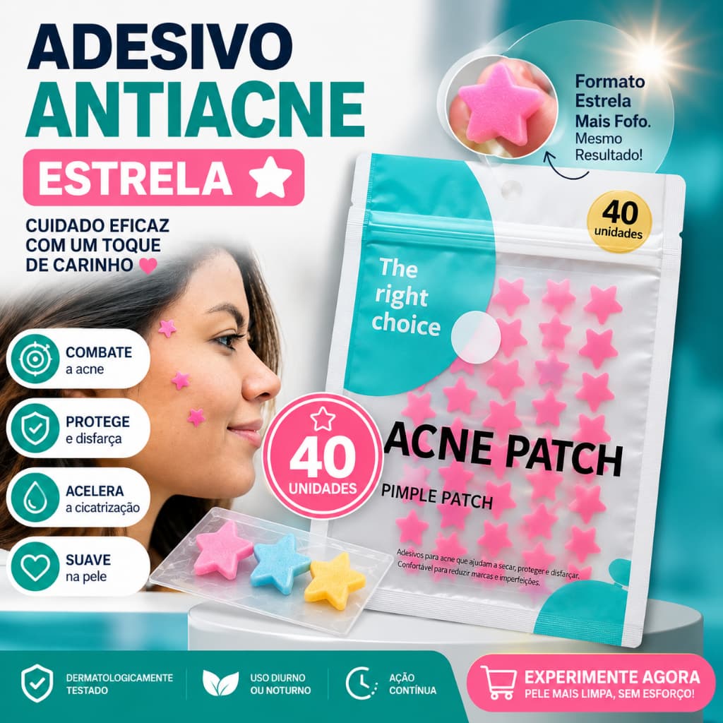 Adesivo Anti Acne Estrela Seca Espinha Hidrocoloide Tratamento Acne Cuidado Facial
