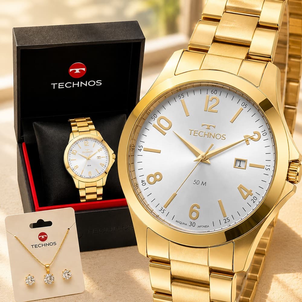 Relógio Technos Feminino Dourado Luxo Analógico Original