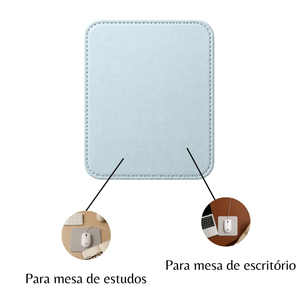 Mouse Pad Pequeno Couro Sintético Azul Bebê