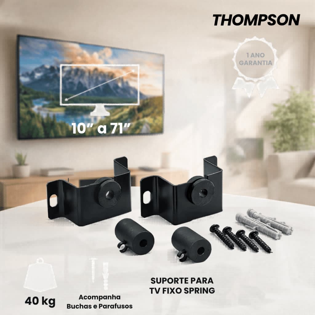 Suporte Para TV Parede 10 a 71 Polegadas Aço Reforçado Até 40kg + Buchas e Parafusos