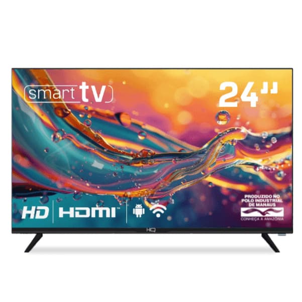 Smart TV HQ 24" HD HQS24NKHM - Design Slim Sem Borda com Sistema Android - Bivolt 127/220V