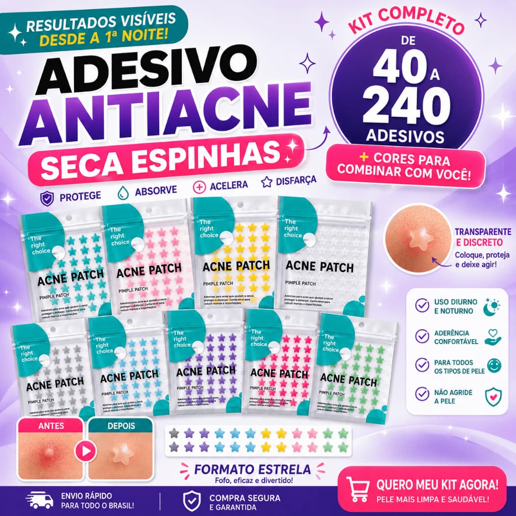 Seca Acne Adesivo Estrela Espinha Hidrocoloide Colorido Transparente
