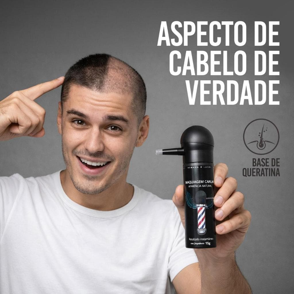 Fibra Capilar Lafaiete 15g - Cobertura Natural, Cor castanho escuro cor Preto   Disfarça Calvície, Longa Duração