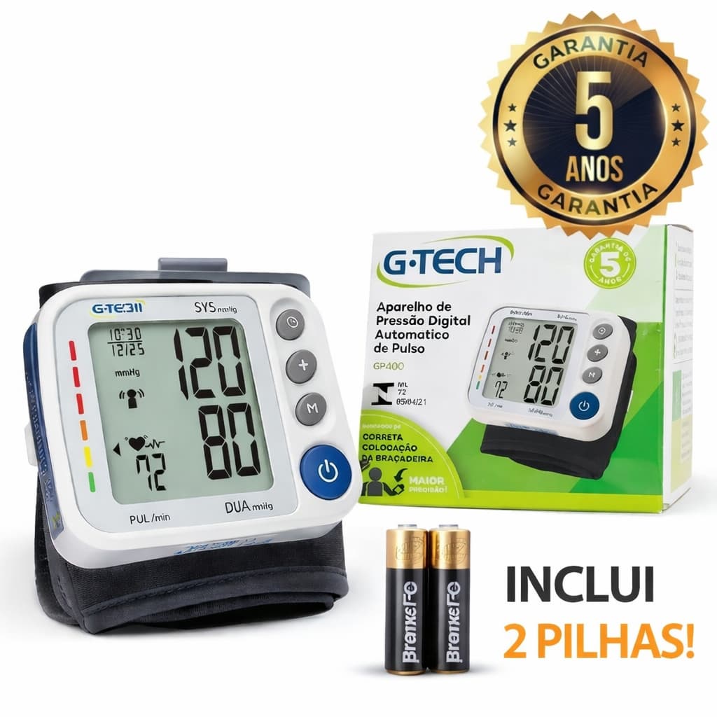 Aparelho de Pressão G-Tech Digital Pulso GP400 Automático + Pilhas