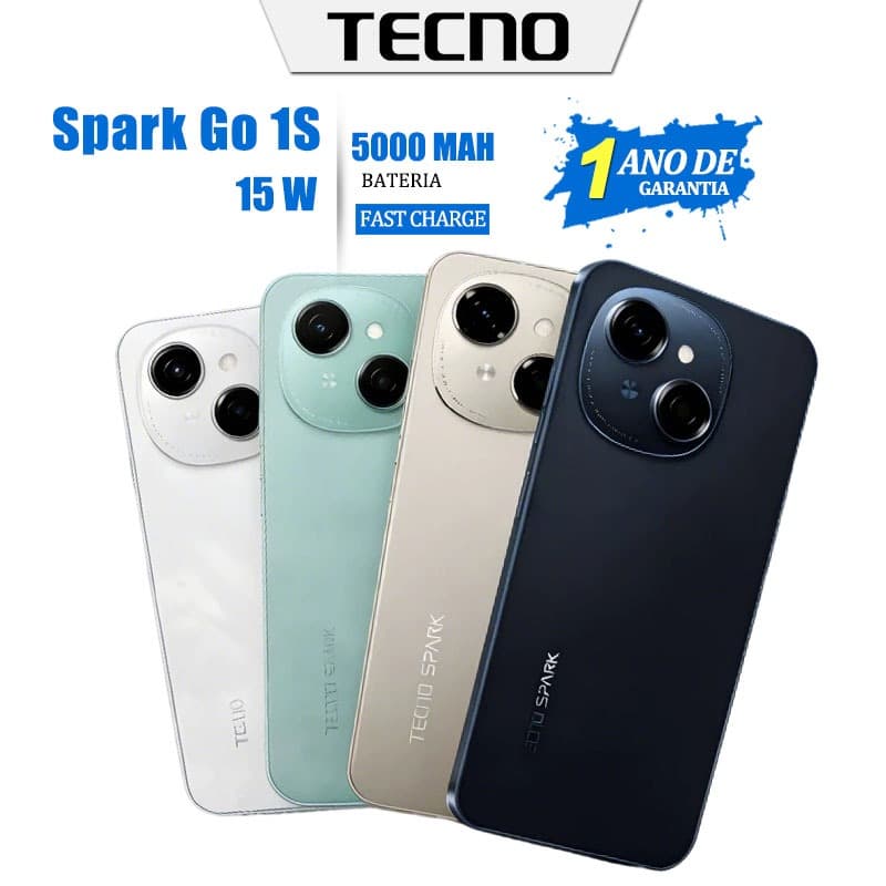 Tecno Spark Go 1S 4G 3GB/64GB RAM Versão Avançada 2026 Bateria 5000MAH VERSÃO GLOBAL NOVO/LACRADO