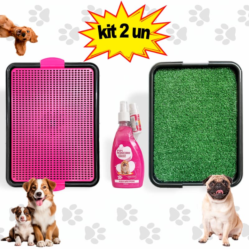 Tapete Sanitário Canino Sanitário Pet Cachorro Grama + Educador cachorros Xixi sim Não