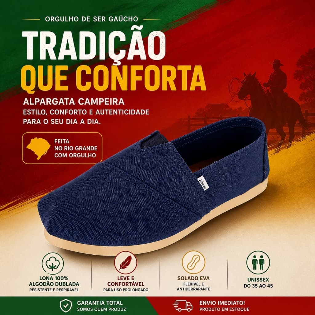 Alpargata Gaúcha Tradicional Guará Campeira 4 Cores Unissex