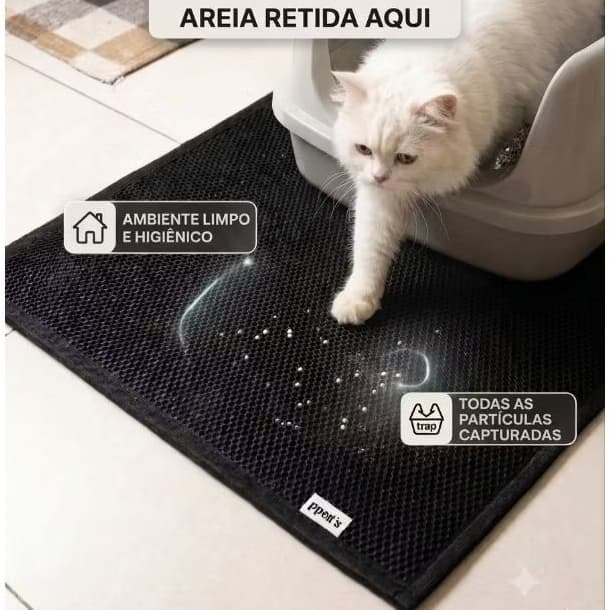 Tapete Higiênico para Gatos Caixa de Areia Coletor de Areia Anti Sujeira EVA 70x50 - PPet's Premium