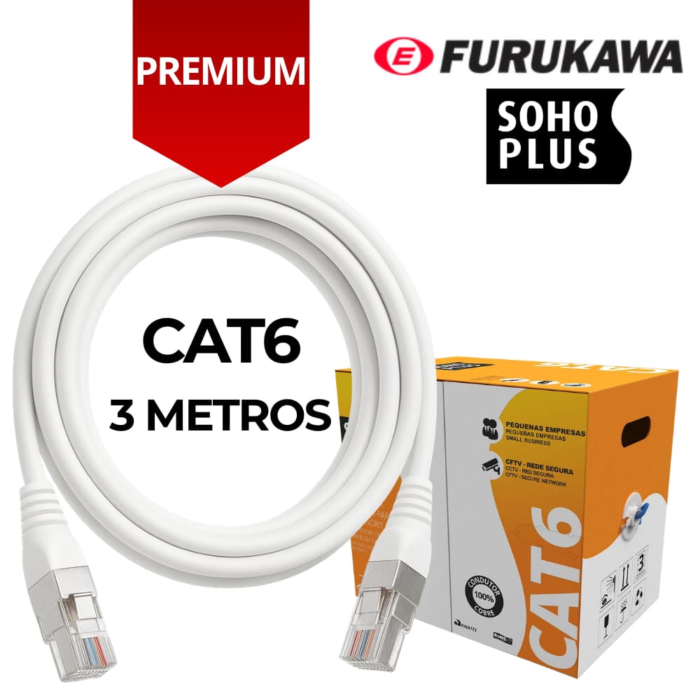 CABO DE REDE CAT6 3 METROS BRANCO FURUKAWA SOHOPLUS