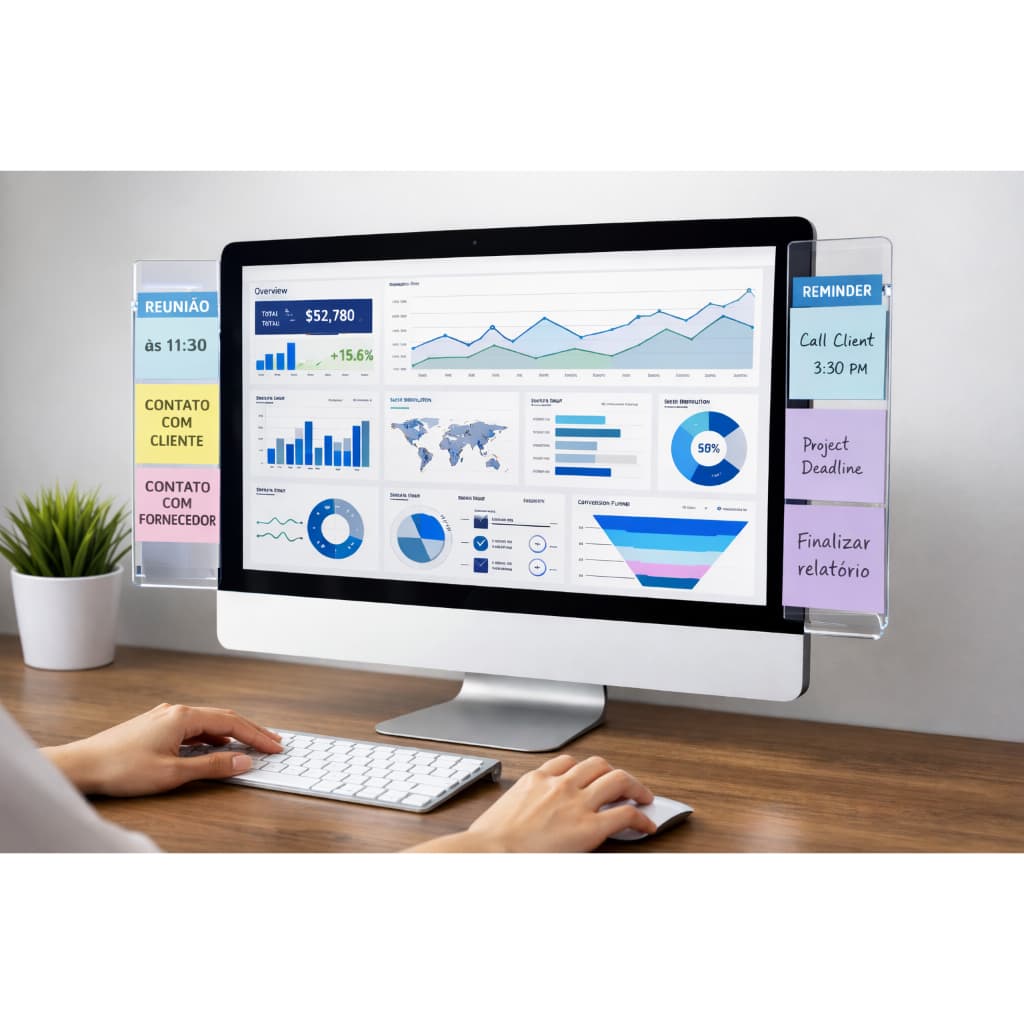 Suporte de Monitor para agenda – Bloco de notas Lembrete Porta Mensagem em Acrílico | Organizador Home Office