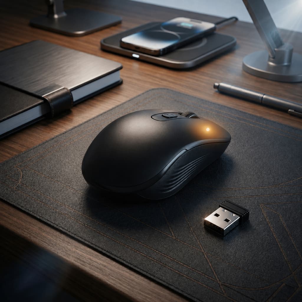 Mouse Sem Fio Recarregável MS07 Ergonômico Silencioso 2.4G