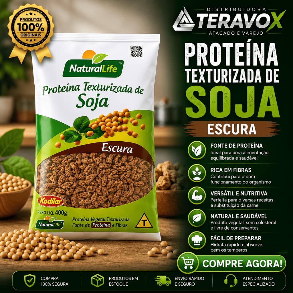 Proteína Texturizada de Soja Escura 400g Natural Life Carne de Soja Proteína Vegetal
