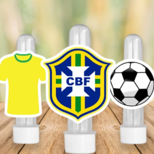 Apliques para Tubete Doces Bolo - Futebol Copa do Mundo Brasil Neymar - Lembrancinhas Divertidas para Sua Festas