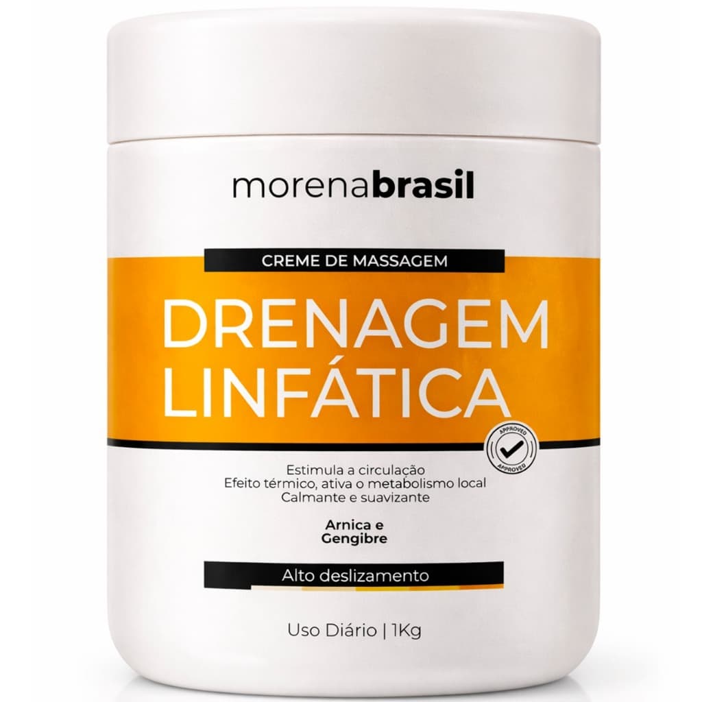 Creme De Massagem Drenagem Linfática – Morena Brasil | 1Kg - Estimula A Circulação Sanguínea E Linfática 🧡🧡🧡