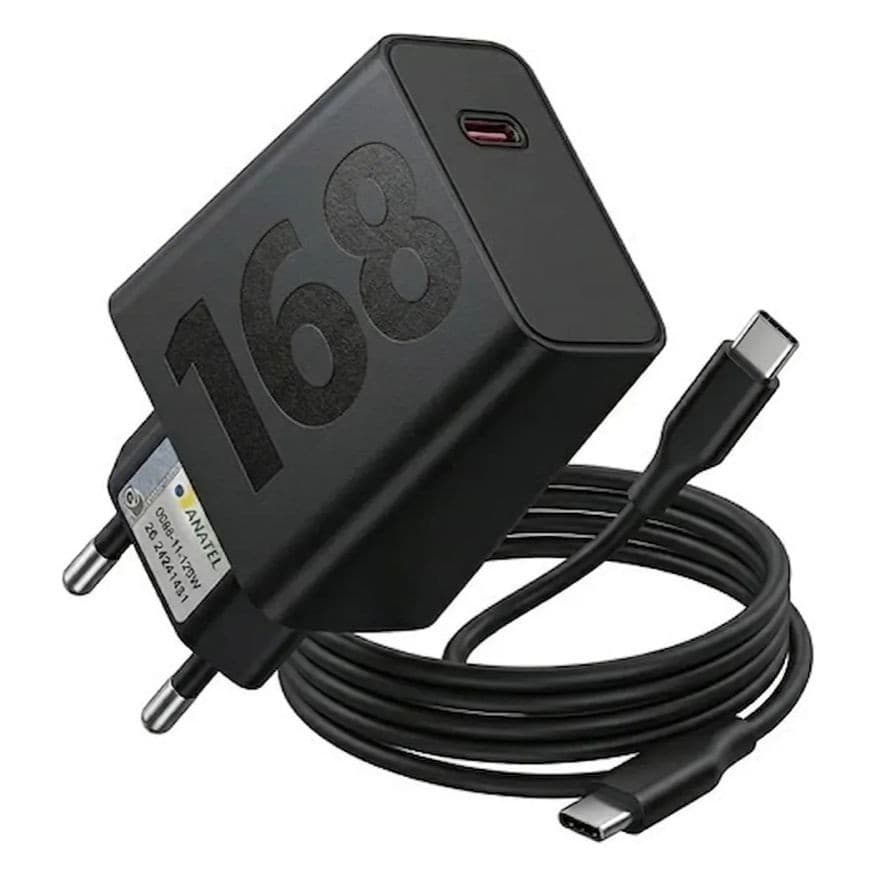 Carregador Turbo 168W Fonte e Cabo Tipo C 6A Carga Ultra Rápida Compatível Com Motorola