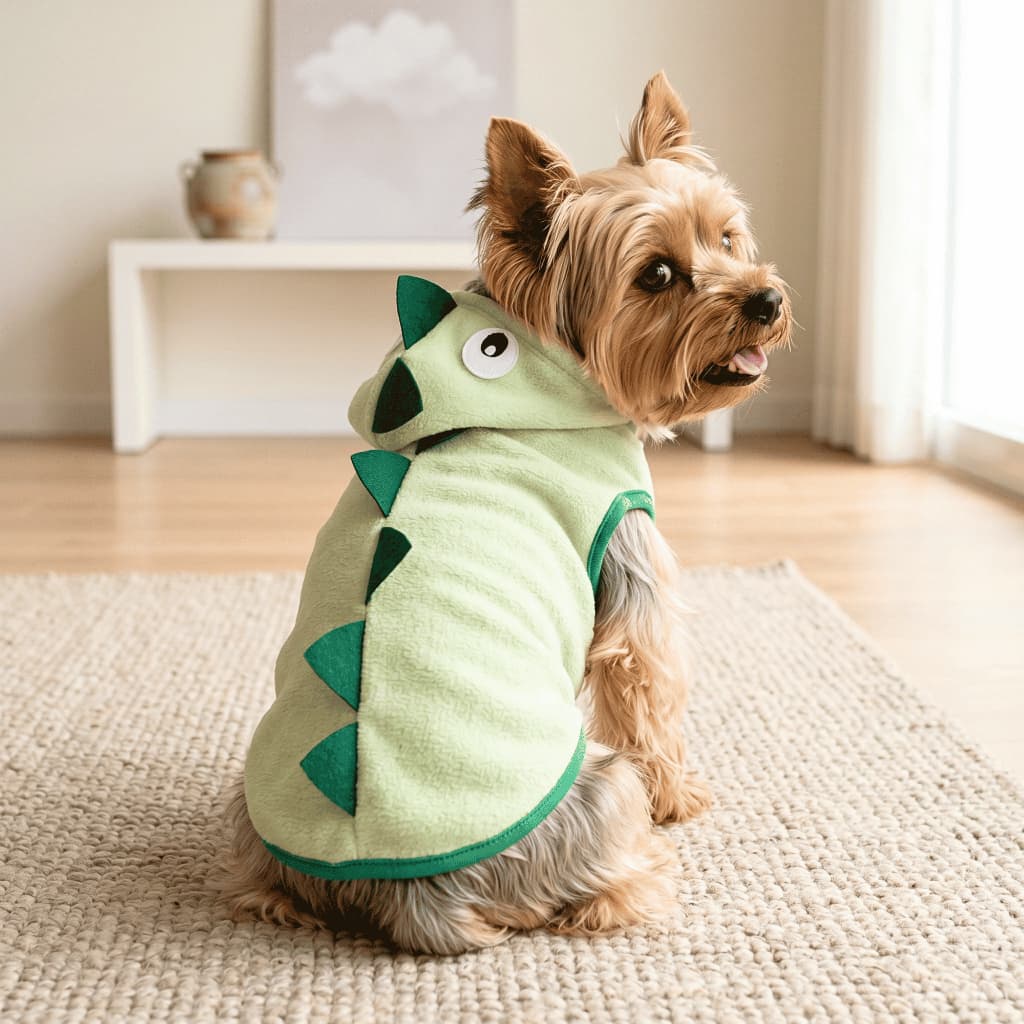 Regata Pet Fleece Fantasia Dinossauro Roupa Pet Inverno Dino Verde | Cachorro e Gato