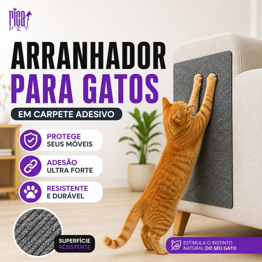 Arranhador Adesivo para Gato Protetor para Sofá Cama Box Móveis Carpete Premium