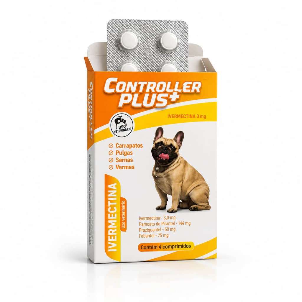 Controller Plus Anti Pulgas Carrapatos Sarnas cães 7 a 15kg 4 Comprimidos