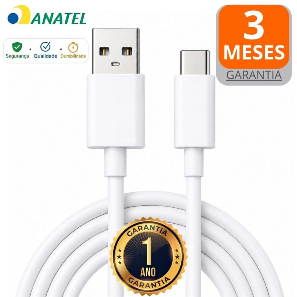 Cabo Tipo C Carregador Samsung A04 A05 A06 A15 A16 A22 A31 A33 A52 A54 A55 S21 Fe S22 Original