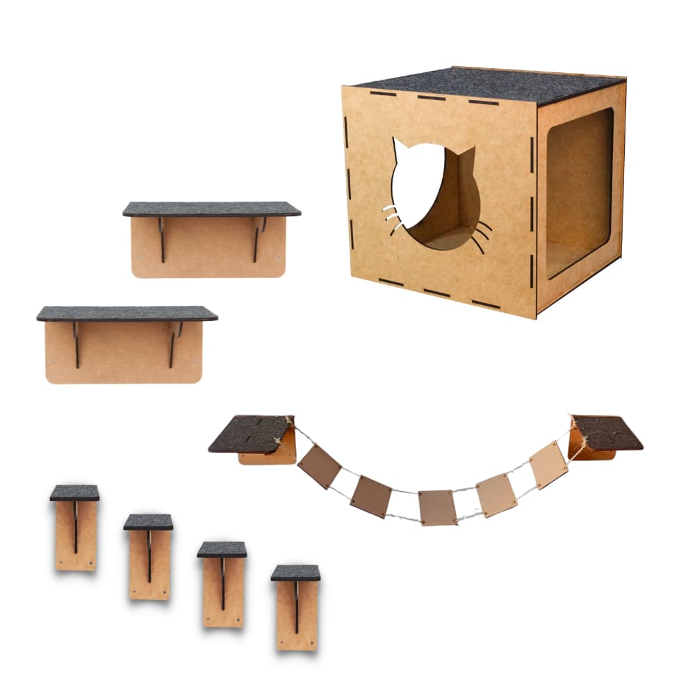 Melhores Playground para Gato Arranhador Nicho Ponte Suspensa Prateleira Escadinha Kit Brinquedo Pet