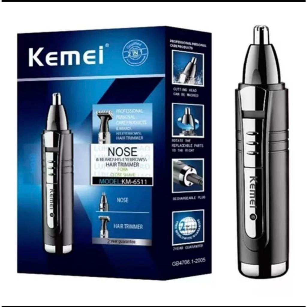Máquina Cortar Cabelo Kemei Aparador Tirar Pelos Nariz Barba Bigode Acabamento Kemei Original km6511
