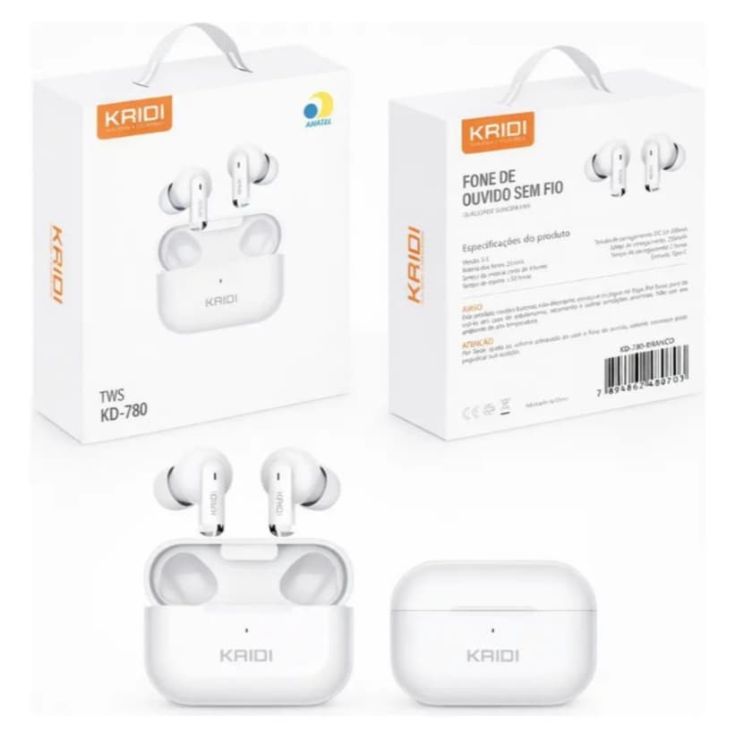 Fone Bluetooth Sem Fio Kaidi KD-780 TWS Esportivo Original Para Academia Corrida Resistente à Água