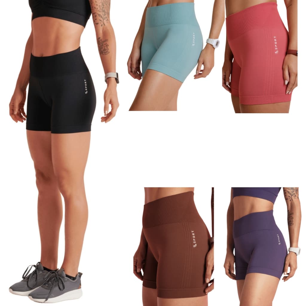 Short Lupo Sport Basic Feminino Sem Costura Cós Alto Original Academia Treino