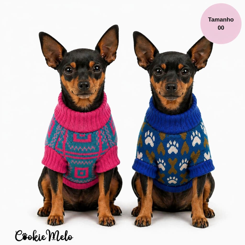 Kit 2 Roupa Roupinha Pet Tricot Micro 00 Femea Macho Cachorro Gato Porte Pequeno Mini