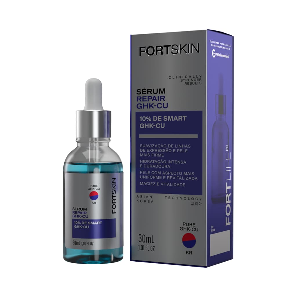 FortSkin GHK-CU Sérum Repair (Peptídeo de Cobre, Niacinamida, Ácido Glicólico) 30ml FortLife