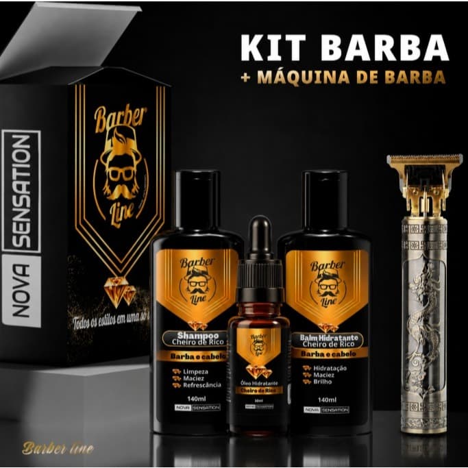 Kit Barba Cheiro De Rico, Balm, Óleo, Shampoo e Maquina De Barbear