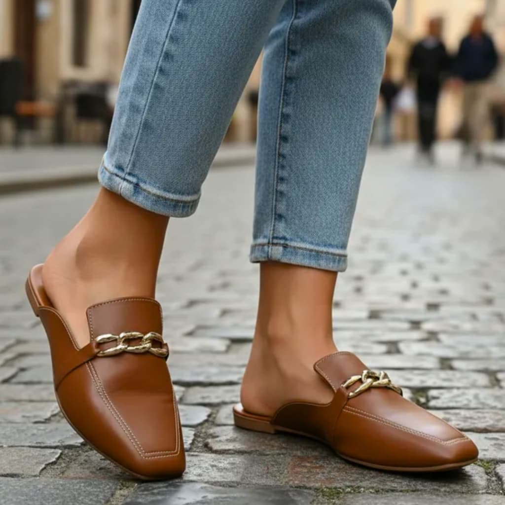 Mule Sapatilha Feminina Bico Quadrado Aberto Elegante Confortavel