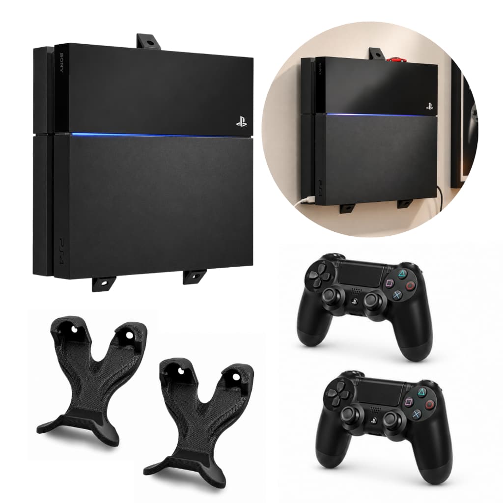 Kit Suportes De Parede Para Playstation 4 Fat e para 2 Controles