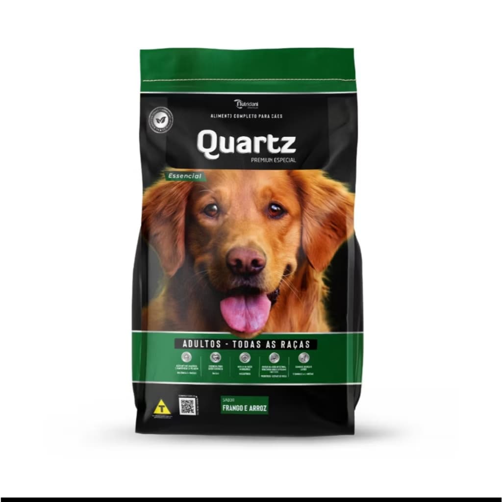 Quartz Ração Premium Cães Adultos Essencial Frango e Arroz 15kg