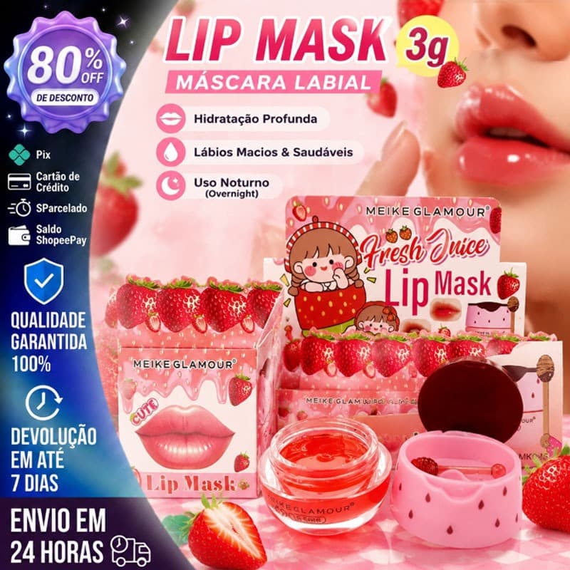 Máscara Labial para Dormir Morango Hidratante Night Sleep Moisturizing Maintenance Cream 3g