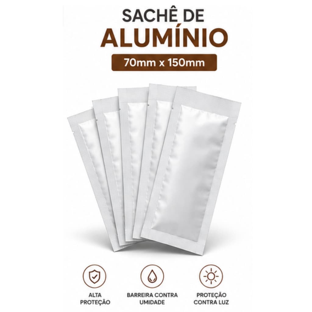 Sachê De Alumínio Para Pós Líquidos Manipulação 70 x 150mm - Pct. 1000un.