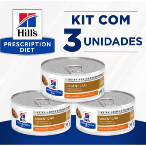 KIT 3 LATAS Ração Úmida Hill's Prescription Diet a/d Condições Críticas para Cães e Gatos - 156 g