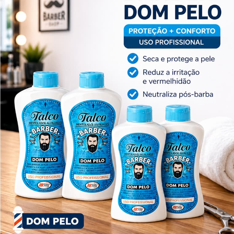 Talco Mentolado Dom Pelo Ultra Fino 200g - Frescor e Proteção kit 1 2 5 unidades