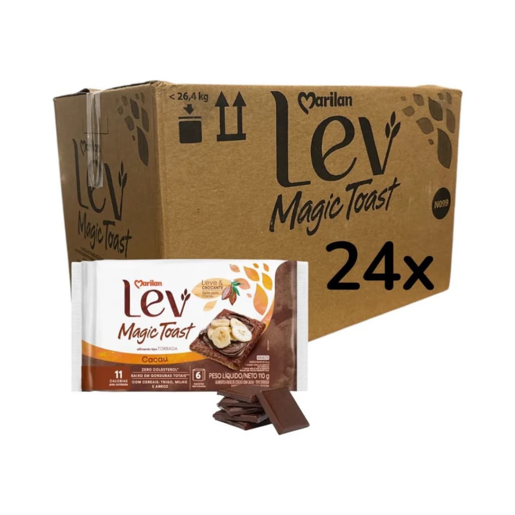 24 Uni Torrada Lev Magic Toast Cacau E Cereais Marilan 110g