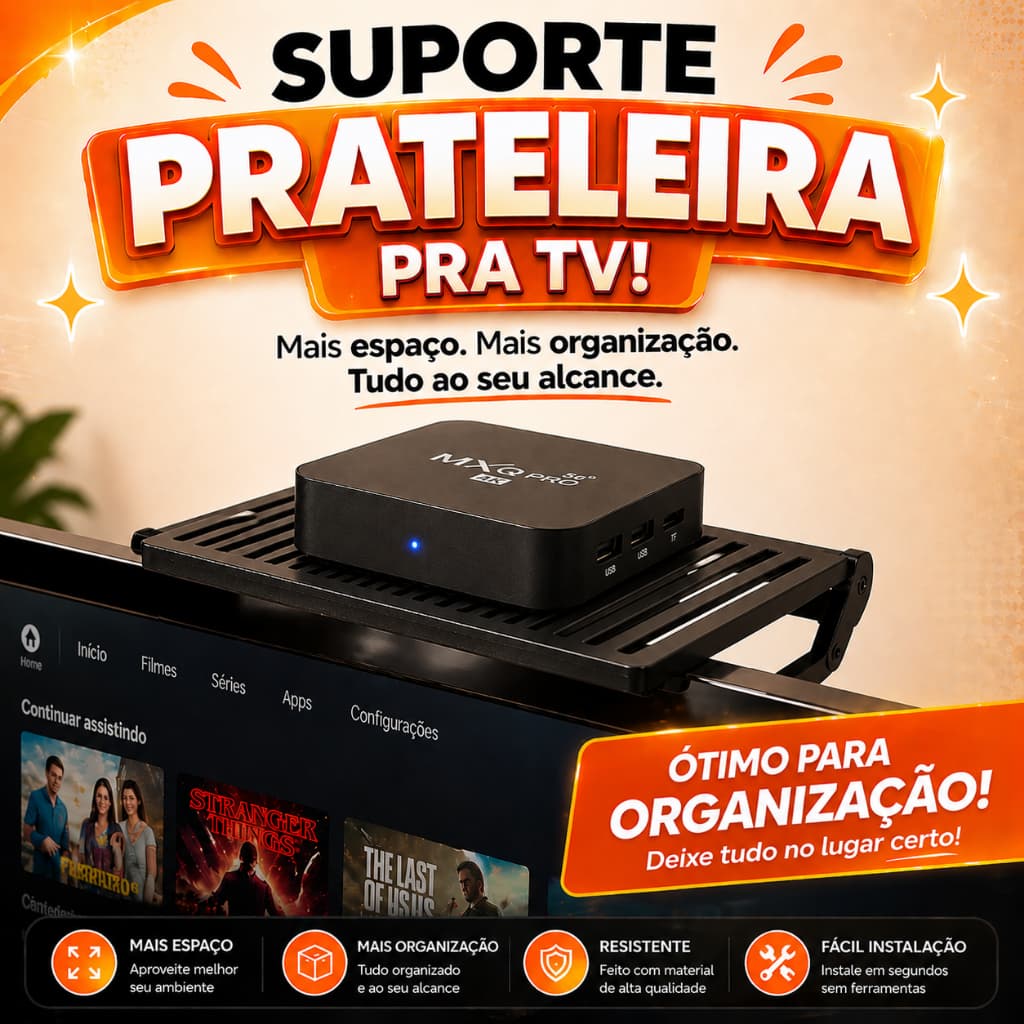Suporte Tipo Prateleira para Tv Box, Objetos, Conversor, Aparelho, Suporte TV, Organização, Moderno ENVIO IMEDIATO